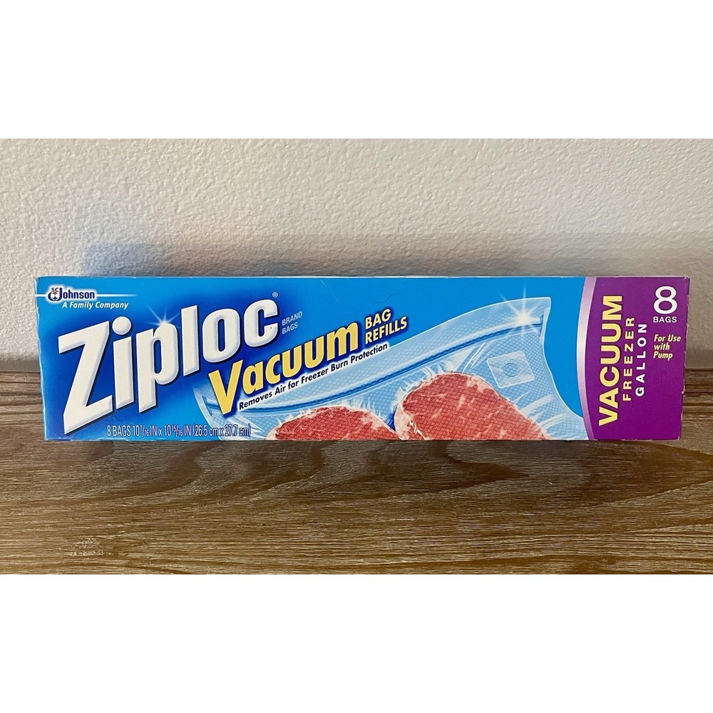 8‎ Ziploc Vacuum Gallon Freezer Bag Refills Food Storage Use w/Pump Sealed NOS!